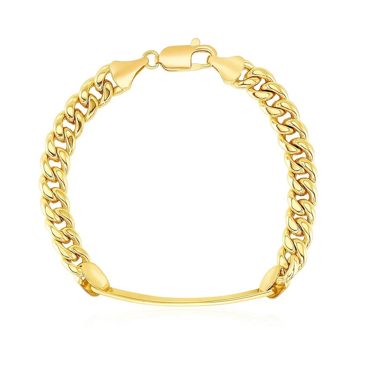 14k Yellow Gold Mens ID Cuban Chain Bracelet (8.00 mm) - Peelerie